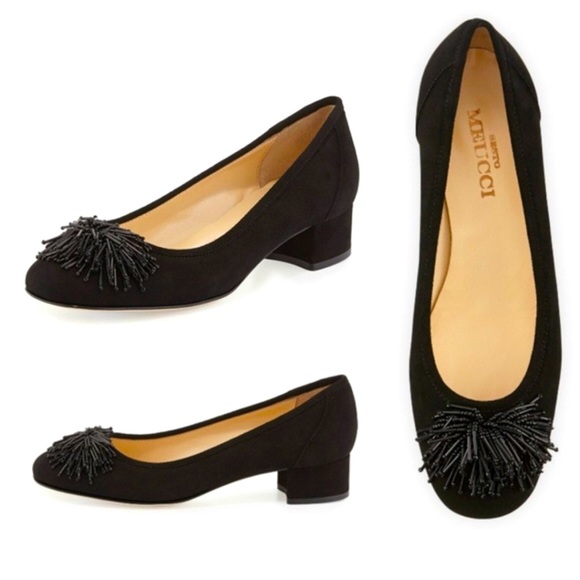 Excellent Preowned Condition Sesto Meucci Flyyn Sueded Bead Fringe Pumps SZ 11w